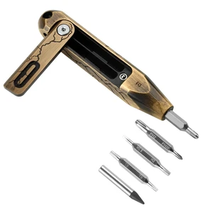 Otacle D1 Cracked Brass 9-in-1 Small EDC Pocket Screwdriver Multi-Bit Pocket Screwdriver with Concealed Bit Storage, S2 Steel Magnetic Bits for Work & Daily Use Otacle D1 Cracked Brass 9-in-1 Small EDC Pocket Screwdriver Multi-Bit Pocket Screwdriver with Concealed Bit Storage, S2 Steel Magnetic Bits for Work & Daily Use