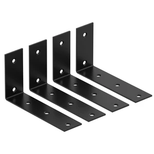 7 Inch Shelf Bracket, Heavy Duty L Bracket, Black, 4 Pack 3mm Thick Stainless Steel, 55 LB Load Capacity, Wide Support Design, Easy Installation, Includes Hardware 7 Inch Shelf Bracket, Heavy Duty L Bracket, Black, 4 Pack 3mm Thick Stainless Steel, 55 LB Load Capacity, Wide Support Design, Easy Installation, Includes Hardware