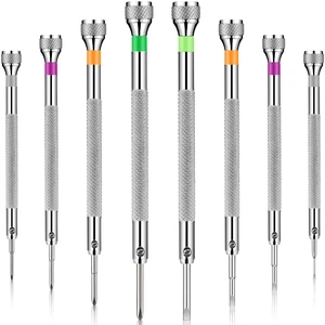 8 Pieces Precision Jewelers Screwdriver Set, Micro Watch Repair 1.4-2.0 mm Flathead, Phillips, Watch Regulator, Remover Setter 8 Pieces Precision Jewelers Screwdriver Set, Micro Watch Repair 1.4-2.0 mm Flathead, Phillips, Watch Regulator, Remover Setter