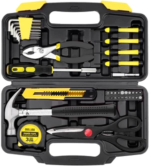 Home Tool Set, 40 Pcs Household Hand Tool Kit, Yellow General Mini Repair Tool kit with Plastic Toolbox Storage Case Home Tool Set, 40 Pcs Household Hand Tool Kit, Yellow General Mini Repair Tool kit with Plastic Toolbox Storage Case
