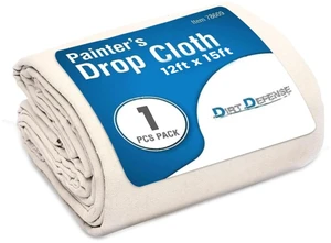 Drop Cloth Cotton Tarp Large Canvas Tarp for Art Supplies, Drop Cloths for Painting Supplies/Paint Canvas Fabric and Furniture Cover from Paint (12ftx15ft Pack of 1) Drop Cloth Cotton Tarp Large Canvas Tarp for Art Supplies, Drop Cloths for Painting Supplies/Paint Canvas Fabric and Furniture Cover from Paint (12ftx15ft Pack of 1)
