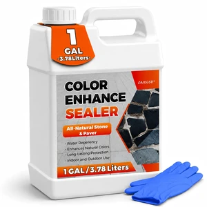 Wet Look Stone Sealer, 1 Gallon, Concrete Sealer & Stone Color Enhancer Deepens Natural Stone Color While Adding a Rich Wet-Look Gloss to Pavers, Concrete, Brick & Masonry Wet Look Stone Sealer, 1 Gallon, Concrete Sealer & Stone Color Enhancer Deepens Natural Stone Color While Adding a Rich Wet-Look Gloss to Pavers, Concrete, Brick & Masonry