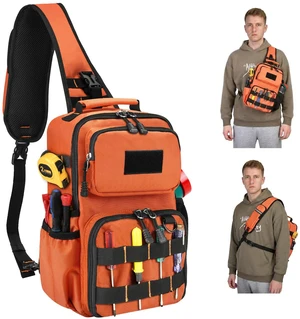 Tactical Electrician & HVAC Tool Chest Bag, 3-Point Harness Orange Small Tool Pouch,1680D Oxford Water-Resistant, 15 Pockets, 8L, Padded Adjustable Strap, MOLLE Webbing for Technicians DIY Tactical Electrician & HVAC Tool Chest Bag, 3-Point Harness Orange Small Tool Pouch,1680D Oxford Water-Resistant, 15 Pockets, 8L, Padded Adjustable Strap, MOLLE Webbing for Technicians DIY