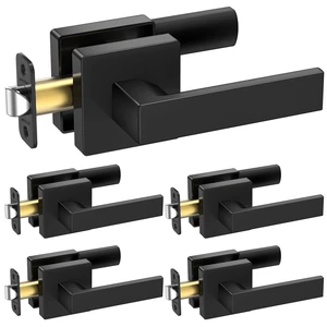 5PK Matte Black Door Handles Interior, Reversible Square Door Levers Knob for Hallway, Bedroom, Bathroom (No Lock, 5PK Passage) 5PK Matte Black Door Handles Interior, Reversible Square Door Levers Knob for Hallway, Bedroom, Bathroom (No Lock, 5PK Passage)