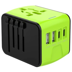 International Travel Adapter,2 USB-C & 2 USB-A Ports 2500W AC Outlet All-in-One Universal Power Adapter,2.4A Fast Charging,EU/US/UK/AU Compatibility for Worldwide Travel in 200+ Countries International Travel Adapter,2 USB-C & 2 USB-A Ports 2500W AC Outlet All-in-One Universal Power Adapter,2.4A Fast Charging,EU/US/UK/AU Compatibility for Worldwide Travel in 200+ Countries
