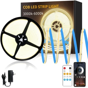 50FT COB LED Strip Lights 3000K Warm White Dimmable DC 24V Flexible LED Tape Light for Bedroom, with Remote and App Control LED Light Strip,for DIY Home Decoration 50FT COB LED Strip Lights 3000K Warm White Dimmable DC 24V Flexible LED Tape Light for Bedroom, with Remote and App Control LED Light Strip,for DIY Home Decoration
