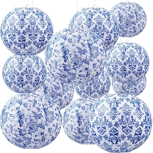12 Pcs Chinoiserie Paper Lantern 10" Blue and White Porcelain Print Hanging Lanterns for Classroom Birthday Wedding Ceiling, Back to School Party, Assorted Pastel Colors Set, Round Paper Decor 12 Pcs Chinoiserie Paper Lantern 10" Blue and White Porcelain Print Hanging Lanterns for Classroom Birthday Wedding Ceiling, Back to School Party, Assorted Pastel Colors Set, Round Paper Decor
