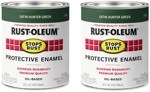Stops Rust Brush On Protective Enamel Paint, Satin Hunter Green Rust and Corrosion Resistant, Indoor and Outdoor Durability, Beautiful Finish on Metal, Wood and More, Quart, 2 Pack Stops Rust Brush On Protective Enamel Paint, Satin Hunter Green Rust and Corrosion Resistant, Indoor and Outdoor Durability, Beautiful Finish on Metal, Wood and More, Quart, 2 Pack