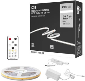 32.8ft COB Led Strip Light with Remote, 6500K Ra93+ Dimmable Bright Daylight White Led COB Strip Light, White Led Strip Light for Mirror, Stair, Cabinet, Room 32.8ft COB Led Strip Light with Remote, 6500K Ra93+ Dimmable Bright Daylight White Led COB Strip Light, White Led Strip Light for Mirror, Stair, Cabinet, Room