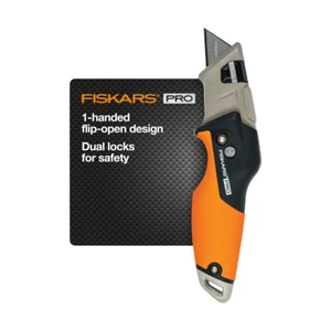 Pro Folding Utility Knife, Dual-Lock, 4.5" Folded Size Ergonomic Box Cutter Tool, Long-Lasting CarbonMax Razor Blade, Flip-Open Design, Dual-Locking System for Safety Pro Folding Utility Knife, Dual-Lock, 4.5" Folded Size Ergonomic Box Cutter Tool, Long-Lasting CarbonMax Razor Blade, Flip-Open Design, Dual-Locking System for Safety