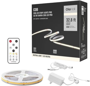 32.8ft COB LED Strip Light with Remote, 4000K Ra93+ Dimmable Bright Neutral White Led COB Strip Light, White Led Strip Light for Mirror, Stair, Cabinet, Room 32.8ft COB LED Strip Light with Remote, 4000K Ra93+ Dimmable Bright Neutral White Led COB Strip Light, White Led Strip Light for Mirror, Stair, Cabinet, Room