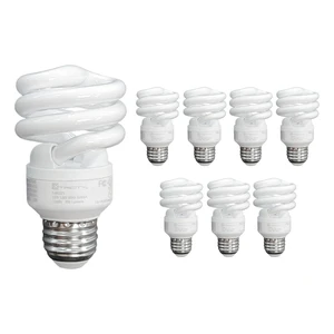 Compact Fluorescent Light Bulbs T2 Spiral, E26 Base, 23W (100W Equivalent), 4100k Cool White, 1520 Lumens, CFL, 120V - UL Listed, (8 Pack) Compact Fluorescent Light Bulbs T2 Spiral, E26 Base, 23W (100W Equivalent), 4100k Cool White, 1520 Lumens, CFL, 120V - UL Listed, (8 Pack)