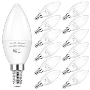 E12 LED Bulbs, 6W Dimmable Chandelier Light Bulbs for Small Base C37 Candelabra Light Bulbs for Ceiling Fan Pendant Lights,4000K Natural White,12-Pack E12 LED Bulbs, 6W Dimmable Chandelier Light Bulbs for Small Base C37 Candelabra Light Bulbs for Ceiling Fan Pendant Lights,4000K Natural White,12-Pack