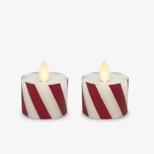 2-Pack Moving Flame LED Flameless Tealight (1.4" x 2") Battery Operated Plastic LED Flameless Tea Light Smooth (Candy Cane Red) 2-Pack Moving Flame LED Flameless Tealight (1.4" x 2") Battery Operated Plastic LED Flameless Tea Light Smooth (Candy Cane Red)