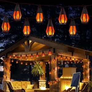 Solar String Lights for Outside, 33Ft Solar Patio Light with 15 Flickering Flame Light Bulbs, Waterproof Red Halloween Lights for Garden Yard Patio Gazebo Bistro Cafe Party Halloween Decorations Solar String Lights for Outside, 33Ft Solar Patio Light with 15 Flickering Flame Light Bulbs, Waterproof Red Halloween Lights for Garden Yard Patio Gazebo Bistro Cafe Party Halloween Decorations