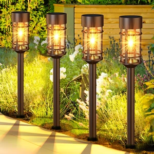 Solar Pathway Lights Outdoor Solar Lights 8 Pack Metal & Glass Design - Waterproof Auto On/Off Bright Long-Lasting Garden Landscape Lighting Walkway Driveway Solar Pathway Lights Outdoor Solar Lights 8 Pack Metal & Glass Design - Waterproof Auto On/Off Bright Long-Lasting Garden Landscape Lighting Walkway Driveway