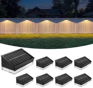 Solar Fence Lights 8 Pack, Outdoor Solar Lights with 3 Color Temperatures, IP65 Waterproof Wide-Angle LED Lighting for Fence, Patio, Yard, Deck, Wall, Garden (Black) Solar Fence Lights 8 Pack, Outdoor Solar Lights with 3 Color Temperatures, IP65 Waterproof Wide-Angle LED Lighting for Fence, Patio, Yard, Deck, Wall, Garden (Black)