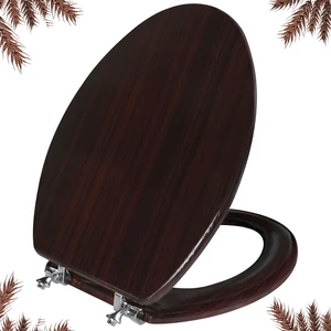 Wood Toilet Seat with Zinc Alloy Hinges (Elongated, Dark Brown) Elongated Toilet Seat, Anti-Pinch Bumpers, Adjustable Hinges, Easy to Install and Clean Wood Toilet Seat with Zinc Alloy Hinges (Elongated, Dark Brown) Elongated Toilet Seat, Anti-Pinch Bumpers, Adjustable Hinges, Easy to Install and Clean