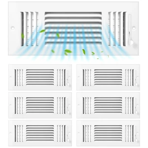 6 Pack Wall Vent Covers Interior Size 10 X 4 Inch, White Steel 3 Way Adjustable Air Flow, Steel Construction for Ceiling Sidewall Bathroom Office HVAC, Durable Register Grilles 6 Pack Wall Vent Covers Interior Size 10 X 4 Inch, White Steel 3 Way Adjustable Air Flow, Steel Construction for Ceiling Sidewall Bathroom Office HVAC, Durable Register Grilles