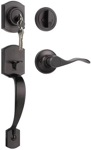 Front Door Handle and Deadbolt Set, Zinc Alloy Front Door Lock Set Oil-Rubbed Bronze Finish, 250,000 Cycles Durability, Adjustable Latch, No Extra Drilling, for Front & Back Door Front Door Handle and Deadbolt Set, Zinc Alloy Front Door Lock Set Oil-Rubbed Bronze Finish, 250,000 Cycles Durability, Adjustable Latch, No Extra Drilling, for Front & Back Door