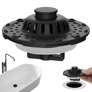 Universal Bathtub Drain Stopper All Metal Top Hair Catcher, Matte Black Shower Drain Tub Stopper with Stainless Steel Visible Filter Basket, Upgraded 3 in 1 Pop-up Drain Plug for 1.5 to 2.4" Hole Universal Bathtub Drain Stopper All Metal Top Hair Catcher, Matte Black Shower Drain Tub Stopper with Stainless Steel Visible Filter Basket, Upgraded 3 in 1 Pop-up Drain Plug for 1.5 to 2.4" Hole
