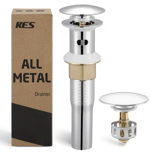All Metal Bathroom Sink Drain with Strainer Basket Hair Catcher Anti Clog Pop Up Drain Stopper for Vanity Vessel Sink with Overflow, Rustproof 18/8 Stainless Steel Polished Chrome S2013A-CH All Metal Bathroom Sink Drain with Strainer Basket Hair Catcher Anti Clog Pop Up Drain Stopper for Vanity Vessel Sink with Overflow, Rustproof 18/8 Stainless Steel Polished Chrome S2013A-CH