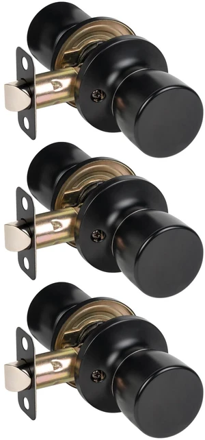 Passage Door Knob, Matte Black Door Knobs Keyless Doorknobs for Interior Doors, Hallway, Closet and More, No Locking Door Handle 3 Pack Passage Door Knob, Matte Black Door Knobs Keyless Doorknobs for Interior Doors, Hallway, Closet and More, No Locking Door Handle 3 Pack