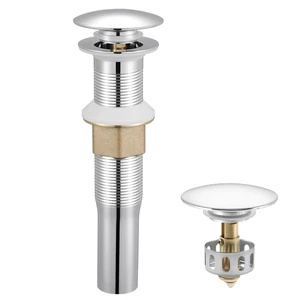 Bathroom Sink Drain with Strainer Basket Hair Catcher Anti Clog Pop Up Drain Stopper Vanity Vessel Sink Without Overflow, Polished Chrome S2013D-CH Bathroom Sink Drain with Strainer Basket Hair Catcher Anti Clog Pop Up Drain Stopper Vanity Vessel Sink Without Overflow, Polished Chrome S2013D-CH