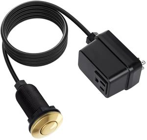 Garbage Disposal Switch, Cordless Air On Off Kit for Food Waste Disposer, Polished Gold, LONG 3.5" Sink Top Push Button Garbage Disposal Switch, Cordless Air On Off Kit for Food Waste Disposer, Polished Gold, LONG 3.5" Sink Top Push Button