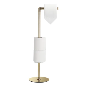 Freestanding Toilet Paper Holder, Tissue Holder On Floor with Reserve Storage Paper Rolls, Roll Paper Holder Standing On Floor (Polished Gold) Freestanding Toilet Paper Holder, Tissue Holder On Floor with Reserve Storage Paper Rolls, Roll Paper Holder Standing On Floor (Polished Gold)