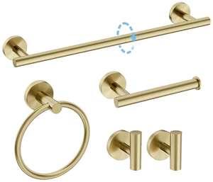 24 Inch Brushed Gold Bathroom Accessories, Thicken, 5-Piece Modern Towel Bar Set, Wall Mounted Towel Racks for Bathroom, Durable SUS304 Stainless Steel Bathroom Accessories Set 24 Inch Brushed Gold Bathroom Accessories, Thicken, 5-Piece Modern Towel Bar Set, Wall Mounted Towel Racks for Bathroom, Durable SUS304 Stainless Steel Bathroom Accessories Set