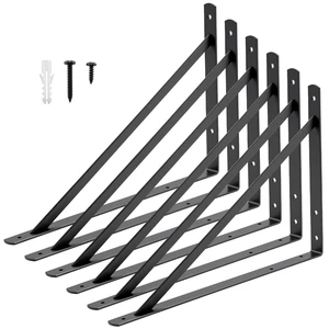 20x13 Inch Heavy Duty Shelf Brackets, Black 6 Pack 600lbs Capacity, Extra Large Metal L Supports with Screws, Wall Mounted Brackets for Garage Shelving/Workshop Storage and DIY 20x13 Inch Heavy Duty Shelf Brackets, Black 6 Pack 600lbs Capacity, Extra Large Metal L Supports with Screws, Wall Mounted Brackets for Garage Shelving/Workshop Storage and DIY