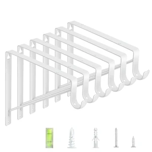 6-Pack Closet Rod Bracket, 10.8x10.8Inch Closet Shelf Brackets Heavy Duty Wall Mounted, Matte White Steel Closet Rod Support Brackets Holder, 300 Lbs Load Capacity with Anchors Screws 6-Pack Closet Rod Bracket, 10.8x10.8Inch Closet Shelf Brackets Heavy Duty Wall Mounted, Matte White Steel Closet Rod Support Brackets Holder, 300 Lbs Load Capacity with Anchors Screws
