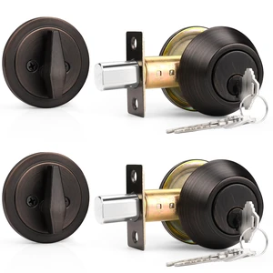 2 Pack Keyed Alike Single Cylinder Deadbolts Oil Rubbed Bronze (Combo Packs), Front Door Handlesets with Keys, Interior& Exterior Door Hardware (for Entrance Lock and Front Gate) 2 Pack Keyed Alike Single Cylinder Deadbolts Oil Rubbed Bronze (Combo Packs), Front Door Handlesets with Keys, Interior& Exterior Door Hardware (for Entrance Lock and Front Gate)