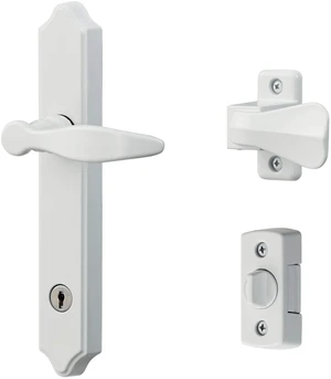1216 Surface Mount Storm Door Handle with Lock and Key for 1 1 ½ inches Thick Doors (White, 4-Posts) 1216 Surface Mount Storm Door Handle with Lock and Key for 1 1 ½ inches Thick Doors (White, 4-Posts)