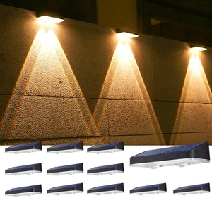 Solar Fence Lights Outdoor 12 Pack for Wall, Step, Porch, Deck, Railing 3000K/4000K/6000K 3 Modes Waterproof Dusk to Dawn Lighting Solar Powered Bright LED Lens Downlights Solar Fence Lights Outdoor 12 Pack for Wall, Step, Porch, Deck, Railing 3000K/4000K/6000K 3 Modes Waterproof Dusk to Dawn Lighting Solar Powered Bright LED Lens Downlights
