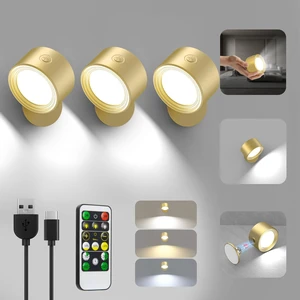 LED Wall Mounted Lights with Remote, Rechargeable Wall Sconces 3 Pack, 3000mAh Battery Cordless Wall Lamp, 3 Color Temps Dimmable Touch, Magnetic 360° Rotation, for Bedroom Bedside Reading LED Wall Mounted Lights with Remote, Rechargeable Wall Sconces 3 Pack, 3000mAh Battery Cordless Wall Lamp, 3 Color Temps Dimmable Touch, Magnetic 360° Rotation, for Bedroom Bedside Reading