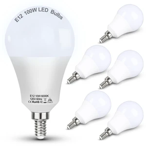 E12 100W LED Candelabra Bulb Replacement for Ceiling Fan Chandelier 6000K Daylight White,Bright Small Base Bulbs 10w 1200lm for Pendant Lighting,Non Dimmable,6PACK E12 100W LED Candelabra Bulb Replacement for Ceiling Fan Chandelier 6000K Daylight White,Bright Small Base Bulbs 10w 1200lm for Pendant Lighting,Non Dimmable,6PACK