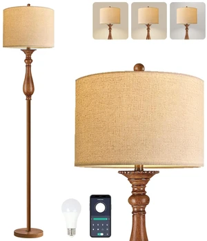 Wood Floor Lamp for Living Room,Bedroom,Vintage Mid Century Modern Standing Lamp with Remote Dimmable,Boho Gold Tall Lamp Fabric Lamp Shade Floor Lights Bohemian Tiffany Style Wood Floor Lamp for Living Room,Bedroom,Vintage Mid Century Modern Standing Lamp with Remote Dimmable,Boho Gold Tall Lamp Fabric Lamp Shade Floor Lights Bohemian Tiffany Style