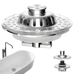 Universal Bathtub Drain Stopper, Metal Top Strainer Hair Catcher, Chrome Shower Drain Tub Stopper with Stainless Steel Visible Filter Basket, Upgraded 3 in 1 Pop-up Drain Plug for 1.5 to 2.4" Hole Universal Bathtub Drain Stopper, Metal Top Strainer Hair Catcher, Chrome Shower Drain Tub Stopper with Stainless Steel Visible Filter Basket, Upgraded 3 in 1 Pop-up Drain Plug for 1.5 to 2.4" Hole