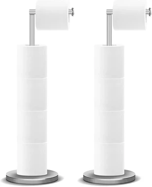 Toilet Paper Holder Stand, Bathroom Free Standing Toilet Paper Holders with Reserve Storage 3-4 Toilet Paper Rolls, 22-inch Stainless Steel Toilet Paper Holder Stand (Brushed) (Pack of 2) Toilet Paper Holder Stand, Bathroom Free Standing Toilet Paper Holders with Reserve Storage 3-4 Toilet Paper Rolls, 22-inch Stainless Steel Toilet Paper Holder Stand (Brushed) (Pack of 2)