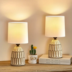 Table Lamps Set of 2-13.5" Small Boho Lamp - Bedside Lamps - Farmhouse Rustic Ceramic Table Lamp for Bedroom, Living Room, Nightstand, Office, Side Desk Lamp, End Table Lamp Table Lamps Set of 2-13.5" Small Boho Lamp - Bedside Lamps - Farmhouse Rustic Ceramic Table Lamp for Bedroom, Living Room, Nightstand, Office, Side Desk Lamp, End Table Lamp