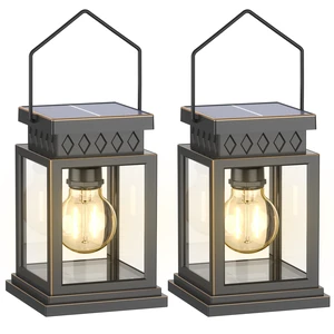 2 Pack Farmhouse Solar Lanterns,Glass Solar Lights Bulb,Outdoor Waterproof Upgraded Solar and 2 AA Batteries Powered, for Outside Porch, Patio and Indoor Tables, Mantelpiece 2 Pack Farmhouse Solar Lanterns,Glass Solar Lights Bulb,Outdoor Waterproof Upgraded Solar and 2 AA Batteries Powered, for Outside Porch, Patio and Indoor Tables, Mantelpiece