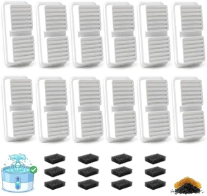 12 Pack Cat Water Fountain Filter with 12 Pre-Filter Sponges Replacement Filters for Stainless Steel Cat Water Fountain, Multi-Layer Filtration 12 Pack Cat Water Fountain Filter with 12 Pre-Filter Sponges Replacement Filters for Stainless Steel Cat Water Fountain, Multi-Layer Filtration