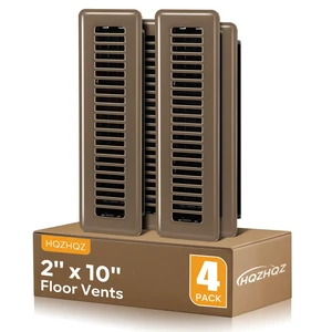 Floor Register 2x10, 4 Pack Floor Vent Covers for Home Floor Heavy Duty Steel Walkable Floor Vents Air Vent Covers for Sidewall and Floor, Brown Floor Register 2x10, 4 Pack Floor Vent Covers for Home Floor Heavy Duty Steel Walkable Floor Vents Air Vent Covers for Sidewall and Floor, Brown