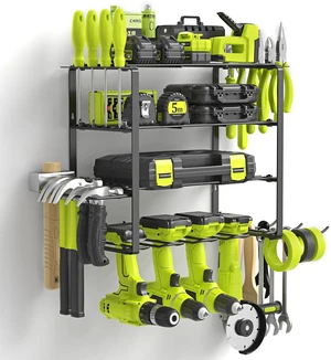 Power Tool Organizer, 4 Drill Holder Wall Mount Tool Storage Rack Metal Tool Storage Rack with 4 Drill Holders, Heavy Duty Power Tool Shelf for Garage,Warehouse,Workshop, Gift for Men,Husband Power Tool Organizer, 4 Drill Holder Wall Mount Tool Storage Rack Metal Tool Storage Rack with 4 Drill Holders, Heavy Duty Power Tool Shelf for Garage,Warehouse,Workshop, Gift for Men,Husband