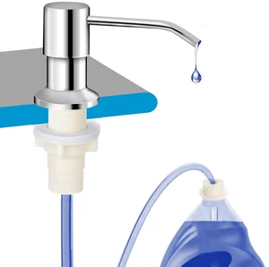 Dish Soap Dispenser for Kitchen Sink, Countertop Sink Soap Dispenser Water Pump with 47 No-Spill Extension Tube Kit Design for Kitchen Bathroom, No More Refills Chrome Dish Soap Dispenser for Kitchen Sink, Countertop Sink Soap Dispenser Water Pump with 47 No-Spill Extension Tube Kit Design for Kitchen Bathroom, No More Refills Chrome