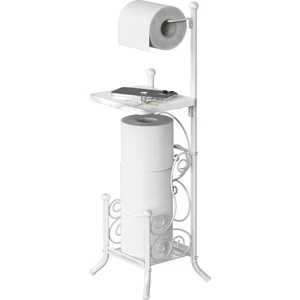 English Style Toilet Paper Stand Holder w/Woodtop, White 4 Paper Rolls, 8.5" x 8.75" x 29.2" English Style Toilet Paper Stand Holder w/Woodtop, White 4 Paper Rolls, 8.5" x 8.75" x 29.2"