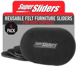 5-3/4" x 9-1/2" XL Oval Reusable Felt Furniture Sliders for Hard Surfaces, Anti-Slip Protective Furniture Moving Pads for Beds, Sofas, Dressers, Set of 4, Black 5-3/4" x 9-1/2" XL Oval Reusable Felt Furniture Sliders for Hard Surfaces, Anti-Slip Protective Furniture Moving Pads for Beds, Sofas, Dressers, Set of 4, Black