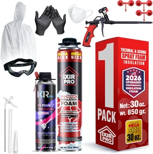Spray Foam Insulation Kit, 1 Pack x 30 oz, Expanding Foam Sealant Spray High Density Closed Cell Spray Kit for Walls, Attic, Ceiling, Windows, Heat & Sound Control, Energy Saver, Seal Cracks & Gaps Spray Foam Insulation Kit, 1 Pack x 30 oz, Expanding Foam Sealant Spray High Density Closed Cell Spray Kit for Walls, Attic, Ceiling, Windows, Heat & Sound Control, Energy Saver, Seal Cracks & Gaps